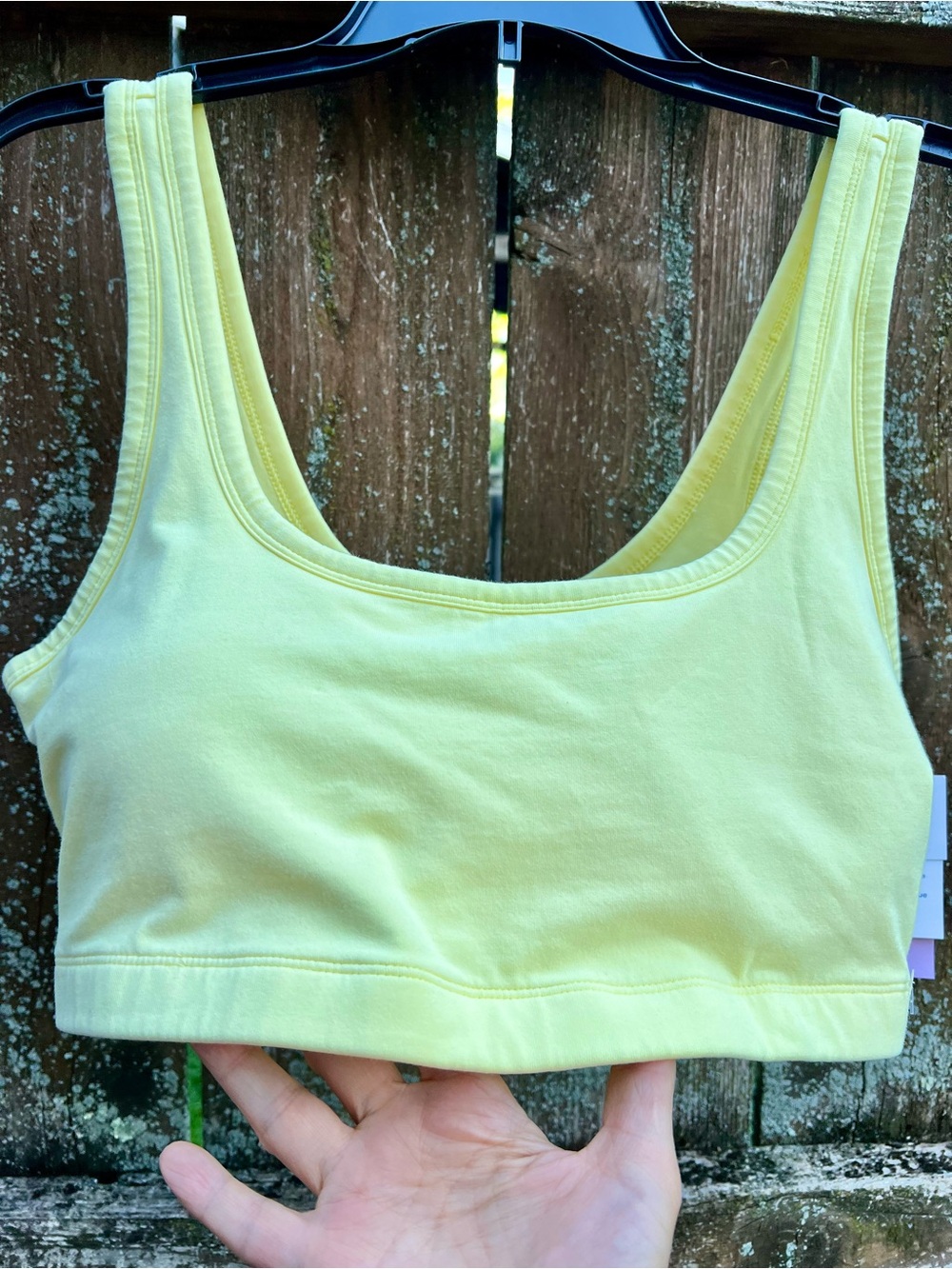 NWT Joy Lab Butter Yellow Cotton Tank Sport Bra XL Removable Pads